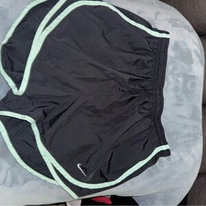 Women's Nike dri fit Black Shorts with Green Trim